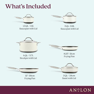 Anolon Achieve Hard Anodized Nonstick Cookware Pots and Pans Set, 10-Piece,  Cream - Yahoo Shopping
