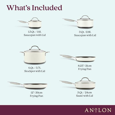 Anolon 10-Piece Achieve Hard Anodized Nonstick Cookware Set - Cream