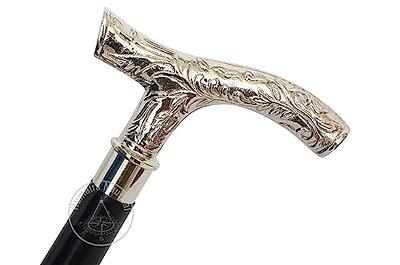 Humaira Nautical Vintage Antique Walking Cane Wooden Walking Stick Silver  Brass Handle Knob Gift 01