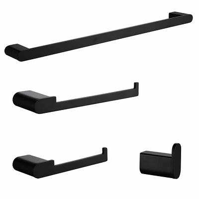 TOOLKISS 6-Piece Bath Hardware Set with Towel Bar, Toilet Paper Holder and Towel Hook in Matte Black