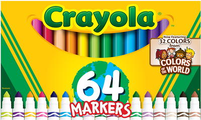 Crayola Washable Broad Line Markers with Colors of the World, 64