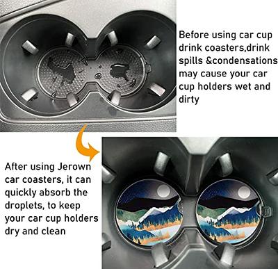 Jerown 2 Pack Car Coasters for Cup Holders Absorbent Mountain River Ceramic  Car Cup Holder Coaster with Cork Base&Fingertip Notch for Easy Removal,  2.56 Keep Car Free from Drink Spills&Condensations - Yahoo Shopping