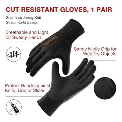 COOLJOB A3 Cut Resistant Fishing Gloves for Men, Touchscreen Safety Work  Gloves with Grip Nitrile, Knife Proof Anti-slip Dexterous Rubber Gloves for  Glass Handling Wood Carving, Black, Medium, 1 Pair - Yahoo