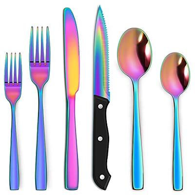 Hiware 48 Pieces Rainbow Silverware Set with Steak Knives for 8