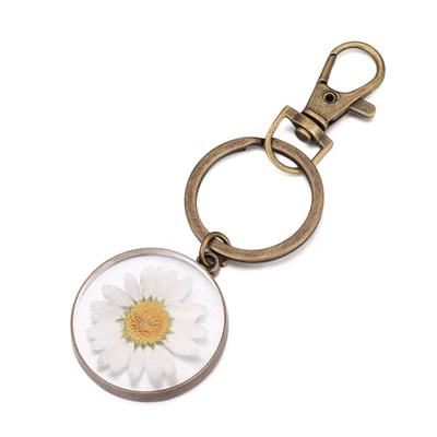 Fuqimanman2020 Flower Charms Daisy Enameled Keychain Chain Tassel
