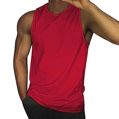 Kaniem Sleeveless Shirts for Men Summer Solid Color Casual Sleeveless T  Shirt Basic Crew Neck Tank Shirts, Red, 4X-Large - Yahoo Shopping