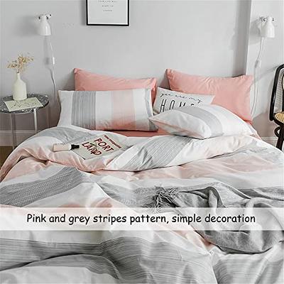 DREAMINGO Twin Pink Gray Stripes Comforter Cover Preppy Bedding 100% Cotton  Girls Duvet Cover Modern Aesthetic Bedroom Grey Peach Duvet Cover Sets -  Yahoo Shopping