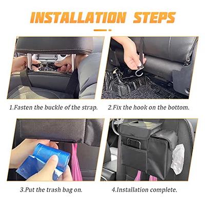 AICEL Car Trash Can with Lid and Storage Pockets, Leak-Proof