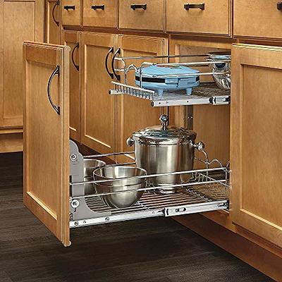 Rev-A-Shelf 2-Tier Kitchen Cabinet Pull Out Shelf and Drawer Organizer  Slide Out Pantry Storage Basket in Multiple Sizes, 12 x 22 In, 5WB2-1222CR-1