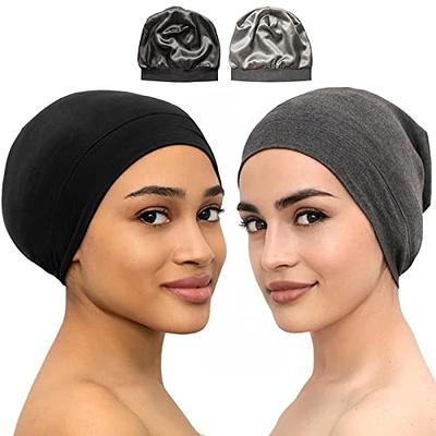 Black Silk Bonnet & Hair Wrap for Sleeping