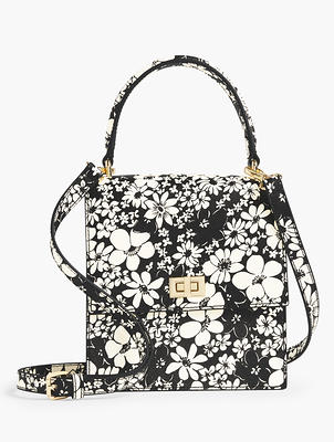 Black & White Floral Leather Bag