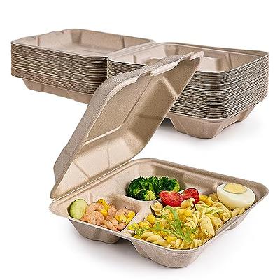 100% Compostable Clamshell Take Out Food Containers [8X8 3