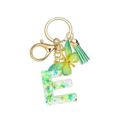 Fuqimanman2020 Glitter Letter A-Z Keychain Pink Blue Resin Alphabet Initial  Letter Pendant Accessories with Purple Tassel Glass Ball-A at   Women's Clothing store