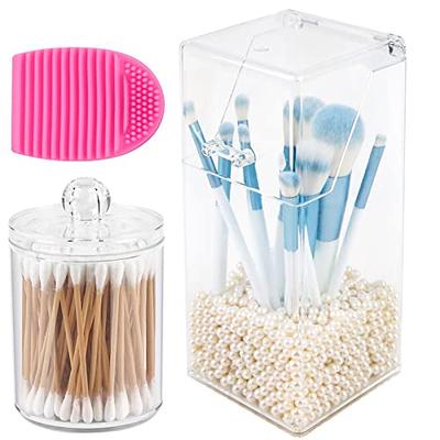 Clear Storage Boxes Qtip Holder Dispenser, Makeup Ball Holder For