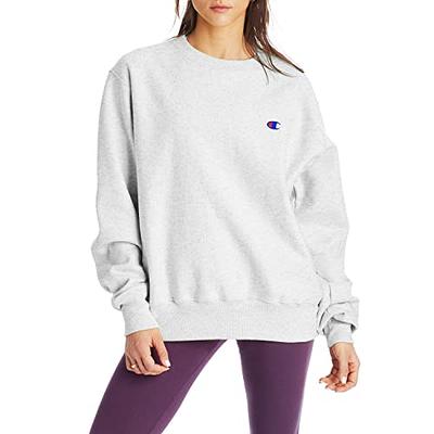 Champion, Reverse Weave, Oversized Fleece Crewneck Sweatshirt for Women, Silver Grey C Logo, Small - Yahoo Shopping