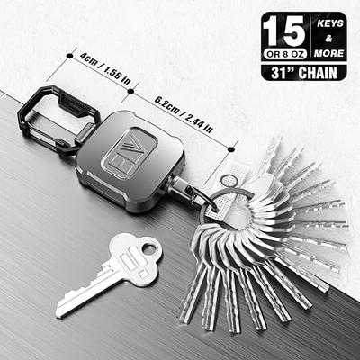 ELV Retractable ID Badge Holder: Heavy Duty Tactical Metal Retractable  Keychain Badge Reel with Carabiner Clip Hold Up to 8OZ - Yahoo Shopping