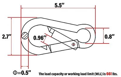 2 PCS Heavy Duty Carabiner Hooks 5.5 Inches Snap Clips Spring Snap