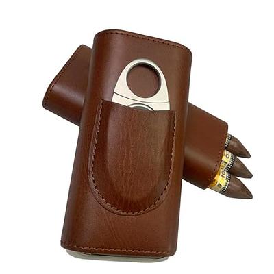 Leather Cigar Case Holster Portable Travel Black Browm Humidor