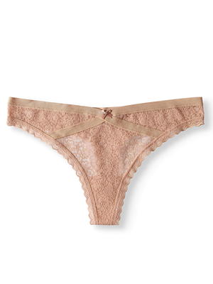 Stretch Cotton & Lace Thong