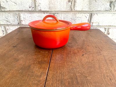 Vintage enamel pot with lid