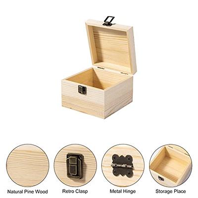 Wooden Box for Crafts - 2 Pcs Large Rectangle Unfinished Wood Boxes, Wood  Craft Box with Hinged Lid and Front Clasp for DIY and Arts Hobbies