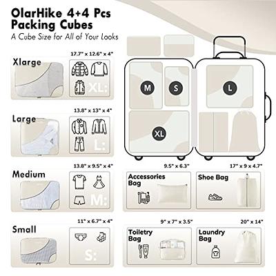 OlarHike 8 Set Packing Cubes, Travel Luggage Organizers,Black