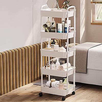 5-Tier Utility Cart with Lockable Wheels - Multipurpose Storage and Craft  Organizer Cart for Bathroom, Laundry, Kitchen - Book, Art, Makeup, Diaper  Cart in Black - Yahoo Shopping