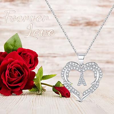 Hadoken Silver Heart Initial Necklaces for Women Girls, S925