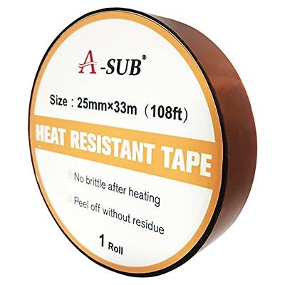 A-SUB 2 Rolls Heat Resistant Tape 20mm, No Residue, Heat Transfer Tape for  Sublimation, High Temperature Tape for Heat Press, Sublimation Tape, 52ft