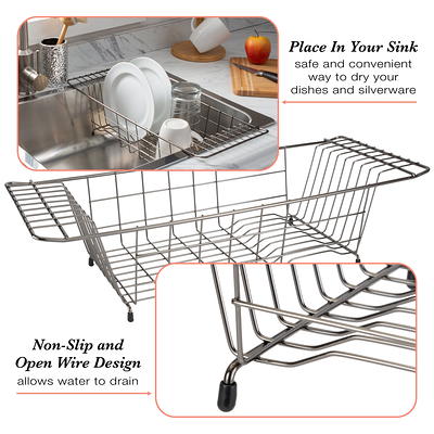 Grand Fusion Roll-Up Over the Sink Dish Drying Rack with Drainer Pad, Dish  Drying Rack that Holds Dishes, Utensils, Spoons, Fruits and Vegetables,  Easy-to-Store, Dishwasher-Safe.