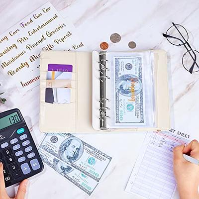 Budget Binder with Zipper Envelopes, Cash Envelopes for Budgeting with Planner A6 Binder & Calculator, Money Organizer for Cash and Card & Sticker