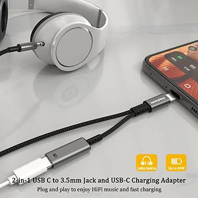 2 in 1 Type-C USB C to 3.5mm AUX Audio Headphone Jack Adapter And Charger  Cable