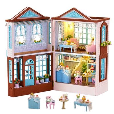 Kisoy Dollhouse Miniature with Furniture Kit, DIY 3D Wooden DIY