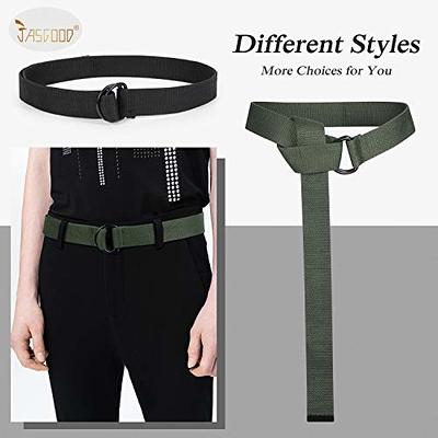 JASGOOD Canvas Belt, Black Web Belt for Men Casual Double D Ring