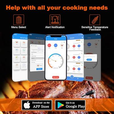 Wireless Meat Thermometer for Grilling and Smoking, Smart APP Control  Bluetooth