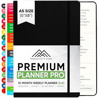 Agenda 2024 - 12 Months Spiral Planner - XL, Hard Cover - Black