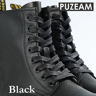 Puzeam 2 Pairs Flat Waxed Cotton Shoelaces for Boots & Casual Shoes,  Replacement Leather Boot Shoestrings, 1/4 (7mm) Wide Premium and Durable  Laces for Hiking and Work Boots (Black 63) - Yahoo Shopping