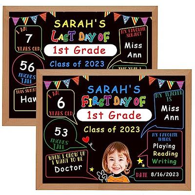  First & Last Day of School Board, 10x12 Inch Double Sided Back  to School Sign for Kids Girls Boys, My 1st Day of School Chalkboard Sign  Photo Prop, Wooden 1st