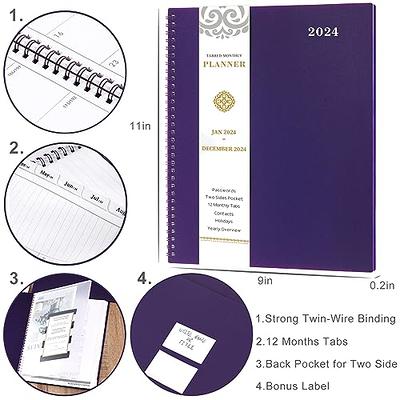 2024 Monthly Planner - 12 Monthly Planner from January 2024 - December  2024, 8 1/2 x 11, with Tabs, Inner Pocket