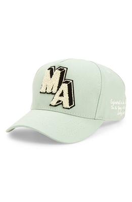 AMIRI Chenille MA Patch Cotton Canvas Baseball Cap in Frosty Green ...