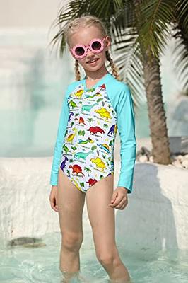 uideazone Summer Baby Little Girls Bathing Suit Swimwear Long Sleeve  Dinosaur Printed Swimsuit Zip Rash Guard Beachwear 3-4T,Little kid - Yahoo  Shopping