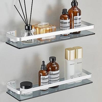 VOLPONE Bathroom Shelves Wall Mounted Glass Shelf for Bathroom Floating  Shelf Tempered Glass Black Bathroom Wall Organizer 2-Tier - Yahoo Shopping