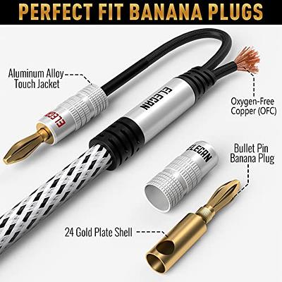 Elecan 14 AWG Speaker Cable Wire 8 Feet with Gold-Plated Banana Tip  Plugs-CL2 Rated-in Wall-Heavy Duty Nylon Braided, Oxygen-Free Copper  (OFC)-White-with 5 Cable Ties - Yahoo Shopping