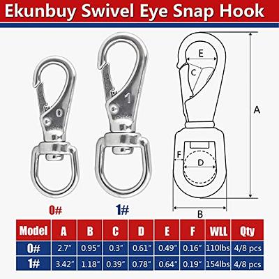 Ekunbuy Swivel Eye Snap Hooks, 304 Stainless Steel Heavy Duty 2.7