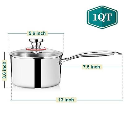 1 QT & 2 QT Saucepan with Lid Set, P&P CHEF Small Stainless Steel Sauce  Pan, Multipurpose Set for Kitchen Restaurant Cooking Boiling, Visible Lid 