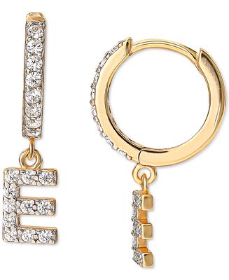 Giani Bernini Cubic Zirconia Initial Dangle Hoop Earrings in 18k  Gold-Plated Sterling Silver, Created for Macy's - E - Yahoo Shopping