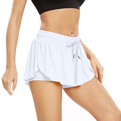 Buy Butterfly Flowy Running Shorts for Women Gym Yoga Athletic Workout Cute  Comfy Spandex Lounge Sweat Skirt Casual Summer Beach Preppy Clothes (XL,  Black) at