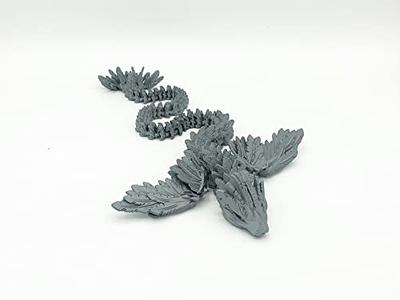 3D Printed Articulated Flexi Winged Flying Crystal Dragon Fidget Toy  (Small, Blue)