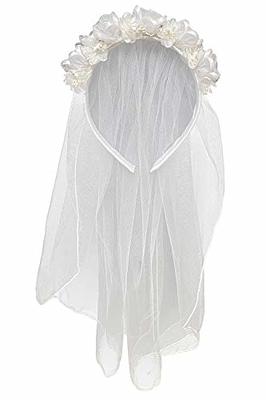 First Communion Crown Veil with Synthetic Crystals