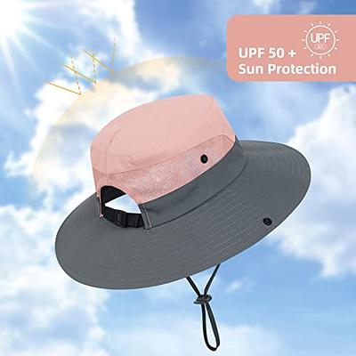 Women Ponytail Sun Hat Summer Bucket UV Protection Wide Brim Beach